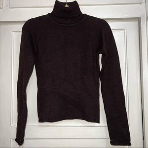 DKNY jeans chocolate brown turtleneck wool sweater